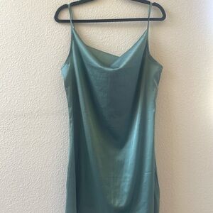 Satin Teal Slip Dress